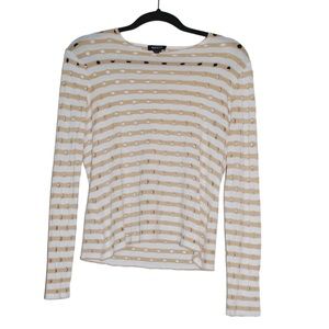Neutral striped long sleeve top small worth NY